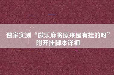 独家实测“微乐麻将原来是有挂的呀”附开挂脚本详细
