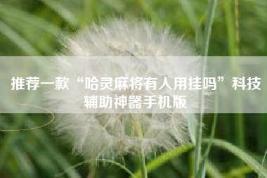 推荐一款“哈灵麻将有人用挂吗”科技辅助神器手机版