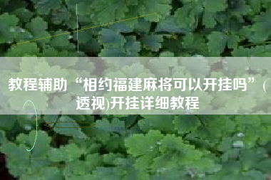 教程辅助“相约福建麻将可以开挂吗	”(透视)开挂详细教程