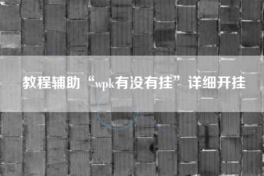 教程辅助“wpk有没有挂	”详细开挂