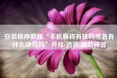 安装程序教程“手机麻将有挂吗或者有什么诀窍吗”开挂(透视)辅助神器