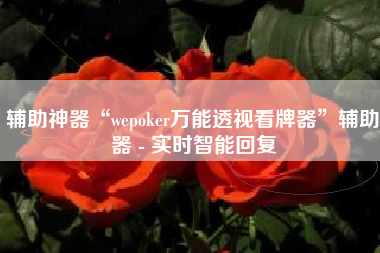 辅助神器“wepoker万能透视看牌器”辅助器 - 实时智能回复