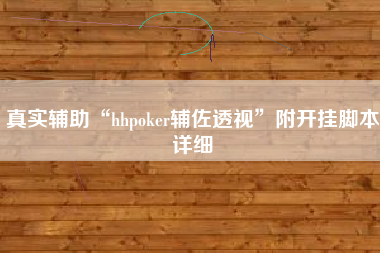 真实辅助“hhpoker辅佐透视”附开挂脚本详细