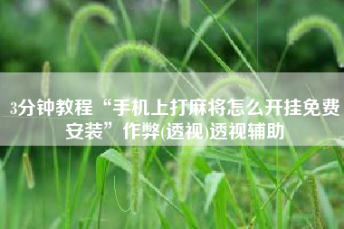 3分钟教程“手机上打麻将怎么开挂免费安装”作弊(透视)透视辅助