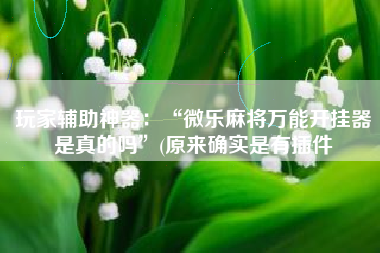 玩家辅助神器：“微乐麻将万能开挂器是真的吗	”(原来确实是有插件