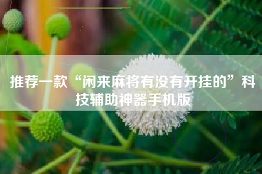 推荐一款“闲来麻将有没有开挂的	”科技辅助神器手机版