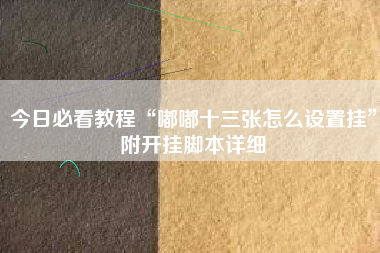 今日必看教程“嘟嘟十三张怎么设置挂	”附开挂脚本详细