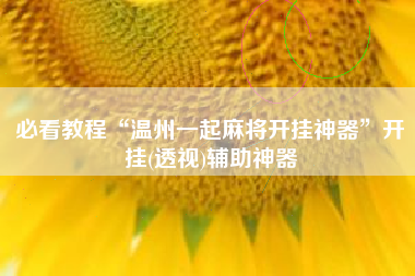 必看教程“温州一起麻将开挂神器”开挂(透视)辅助神器