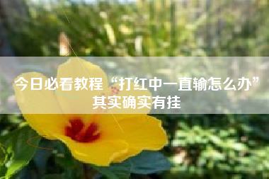 今日必看教程“打红中一直输怎么办”其实确实有挂