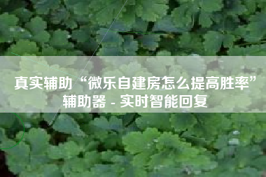 真实辅助“微乐自建房怎么提高胜率	”辅助器 - 实时智能回复