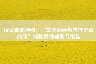 玩家辅助神器：“掌心圈麻将有挂是真的吗”揭秘透视辅助万能挂