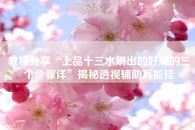 教程分享“上品十三水刷出的好牌的三个步骤详”揭秘透视辅助万能挂