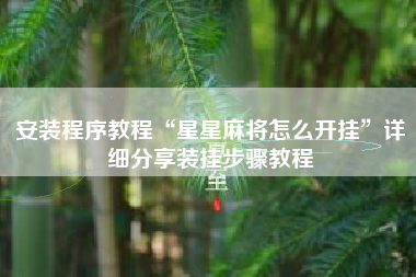 安装程序教程“星星麻将怎么开挂”详细分享装挂步骤教程