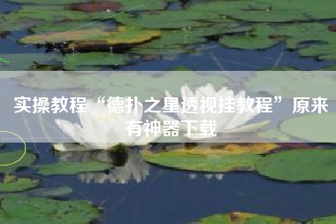 实操教程“德扑之星透视挂教程	”原来有神器下载