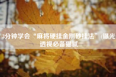 3分钟学会“麻将硬挂金刚砂挂法	”(曝光透视必备猫腻