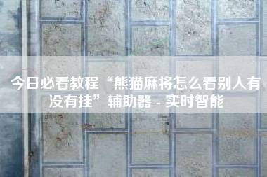 今日必看教程“熊猫麻将怎么看别人有没有挂”辅助器 - 实时智能