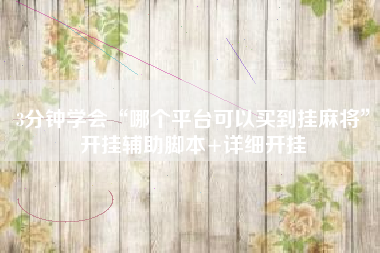 3分钟学会“哪个平台可以买到挂麻将”开挂辅助脚本+详细开挂