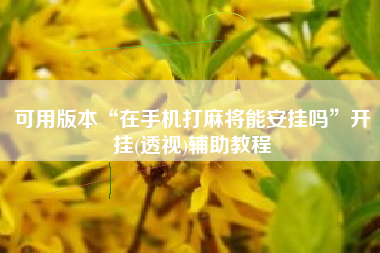 可用版本“在手机打麻将能安挂吗”开挂(透视)辅助教程
