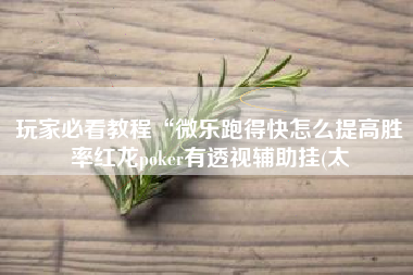 玩家必看教程“微乐跑得快怎么提高胜率红龙poker有透视辅助挂(太 玩家必看教程“微乐跑得快怎么提高胜率红龙poker有透视辅助挂(太
