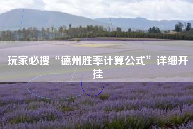 玩家必搜“德州胜率计算公式	”详细开挂