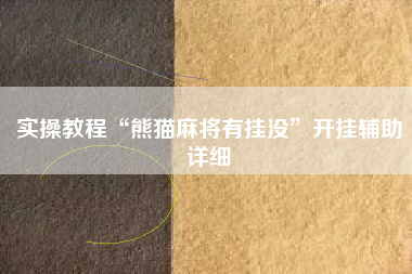 实操教程“熊猫麻将有挂没”开挂辅助详细