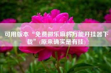 可用版本“免费微乐麻将万能开挂器下载	”(原来确实是有挂)