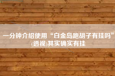 一分钟介绍使用“白金岛跑胡子有挂吗”(透视)其实确实有挂