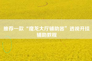 推荐一款“魔龙大厅辅助器”透视开挂辅助教程