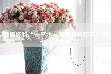 秒懂经验“十三水一直输怎样转运”(详细开挂教程)