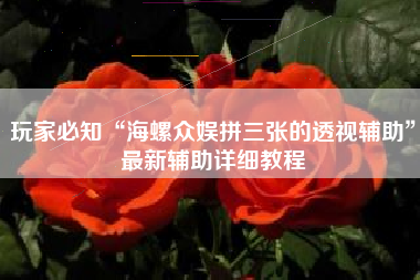 玩家必知“海螺众娱拼三张的透视辅助”最新辅助详细教程