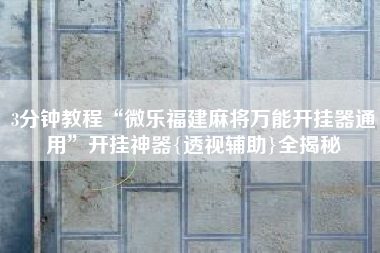 3分钟教程“微乐福建麻将万能开挂器通用”开挂神器{透视辅助}全揭秘