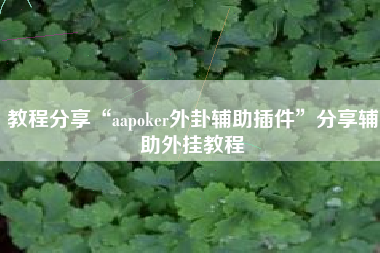 教程分享“aapoker外卦辅助插件”分享辅助外挂教程