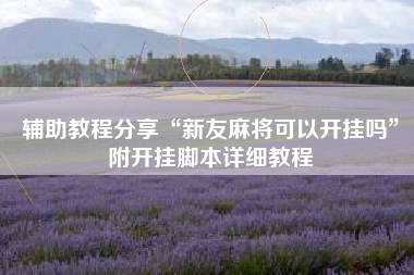 辅助教程分享“新友麻将可以开挂吗”附开挂脚本详细教程