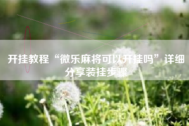 开挂教程“微乐麻将可以开挂吗	”详细分享装挂步骤