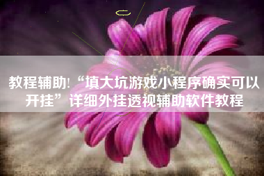教程辅助!“填大坑游戏小程序确实可以开挂	”详细外挂透视辅助软件教程