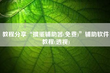 教程分享“掼蛋辅助器(免费)	”辅助软件教程(透视)