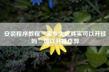 安装程序教程“家乡大贰其实可以开挂吗	”可以开挂作弊