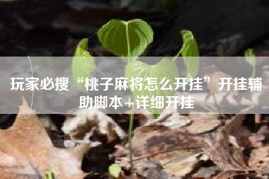 玩家必搜“桃子麻将怎么开挂	”开挂辅助脚本+详细开挂