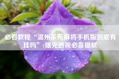 必看教程“温州茶苑麻将手机版到底有挂吗	”(曝光透视必备猫腻