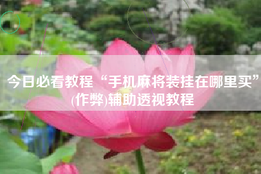 今日必看教程“手机麻将装挂在哪里买	”(作弊)辅助透视教程