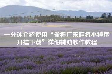 一分钟介绍使用“雀神广东麻将小程序开挂下载	”详细辅助软件教程