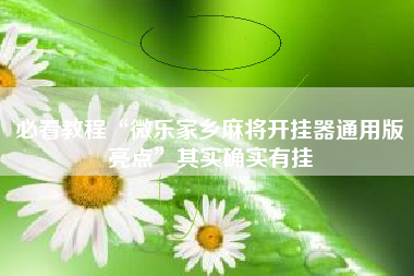 必看教程“微乐家乡麻将开挂器通用版亮点”其实确实有挂