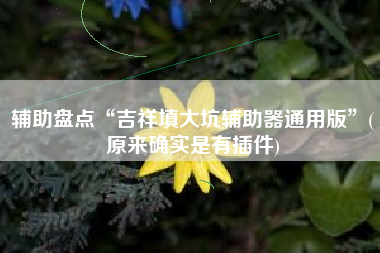 辅助盘点“吉祥填大坑辅助器通用版”(原来确实是有插件)