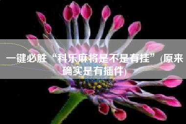 一键必胜“科乐麻将是不是有挂	”(原来确实是有插件)