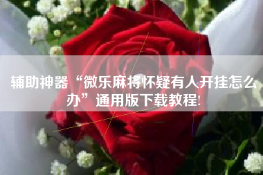 辅助神器“微乐麻将怀疑有人开挂怎么办”通用版下载教程!