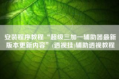 安装程序教程“超级三加一辅助器最新版本更新内容”(透视挂)辅助透视教程