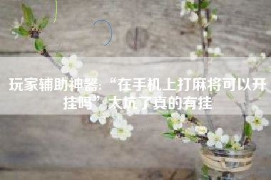 玩家辅助神器:“在手机上打麻将可以开挂吗	”太坑了真的有挂