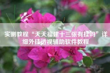 实测教程“天天福建十三张有挂吗”详细外挂透视辅助软件教程