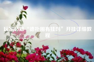 玩家必知“德扑圈有挂吗”开挂详细教程