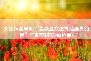 实测神器辅助“皇豪互众透视挂是真的吗	”辅助软件教程(透视)